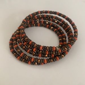 ⭐️Final Price⭐️ Coral and Bronze Wire Wrap Bracelet